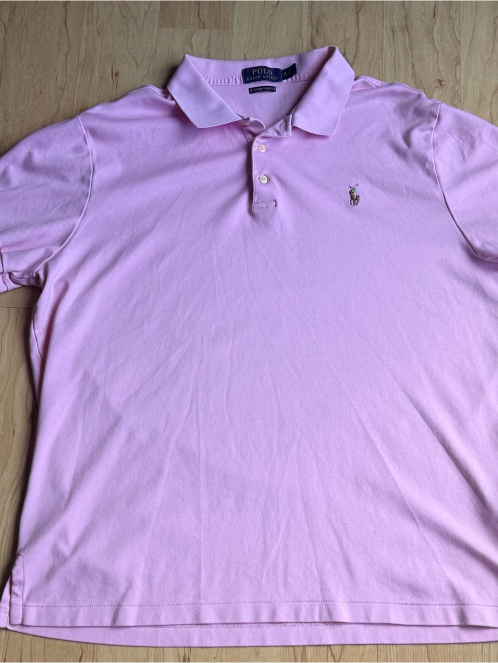 Polo Ralph Lauren Custom Slim Fit Pink Polo Shirt Men’s XL Flesh Pony - Picture 2 of 4